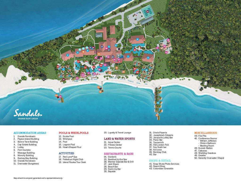 Sandals Grande St Lucian Map