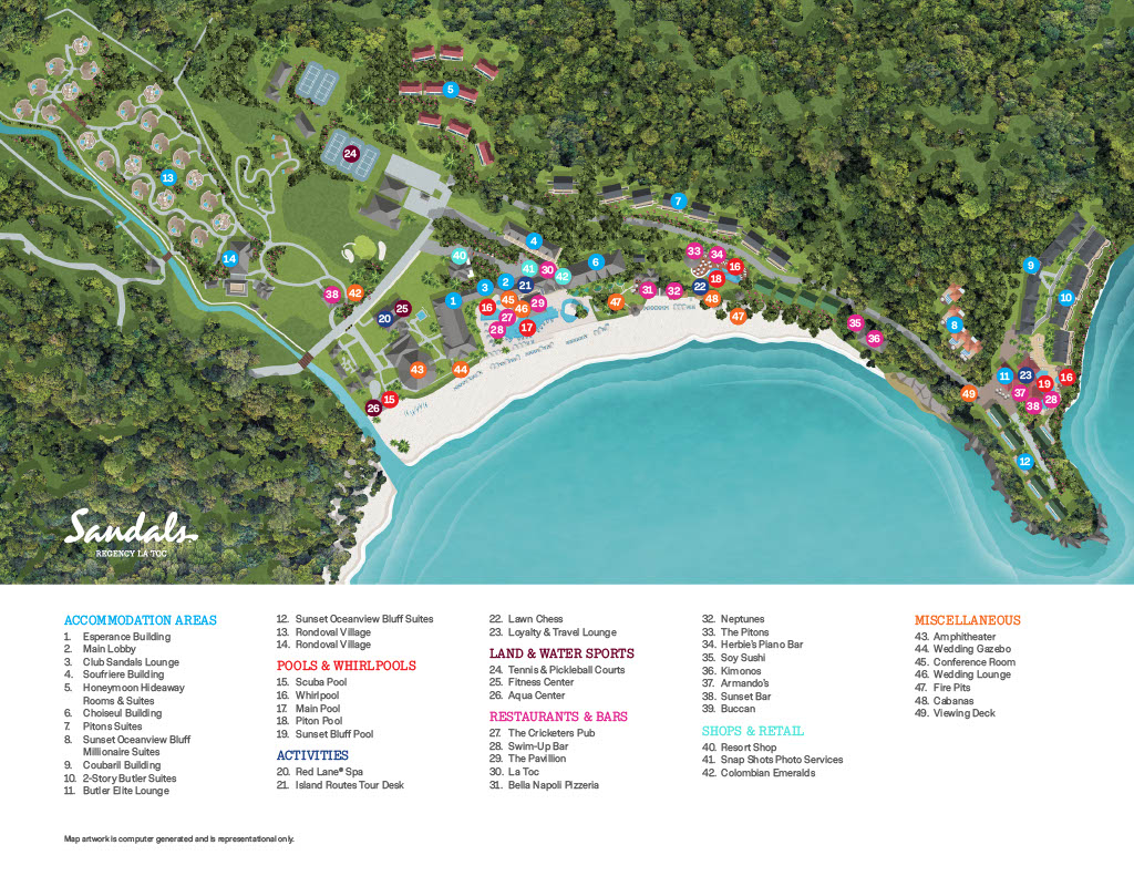 Sandals Regency La Toc Map