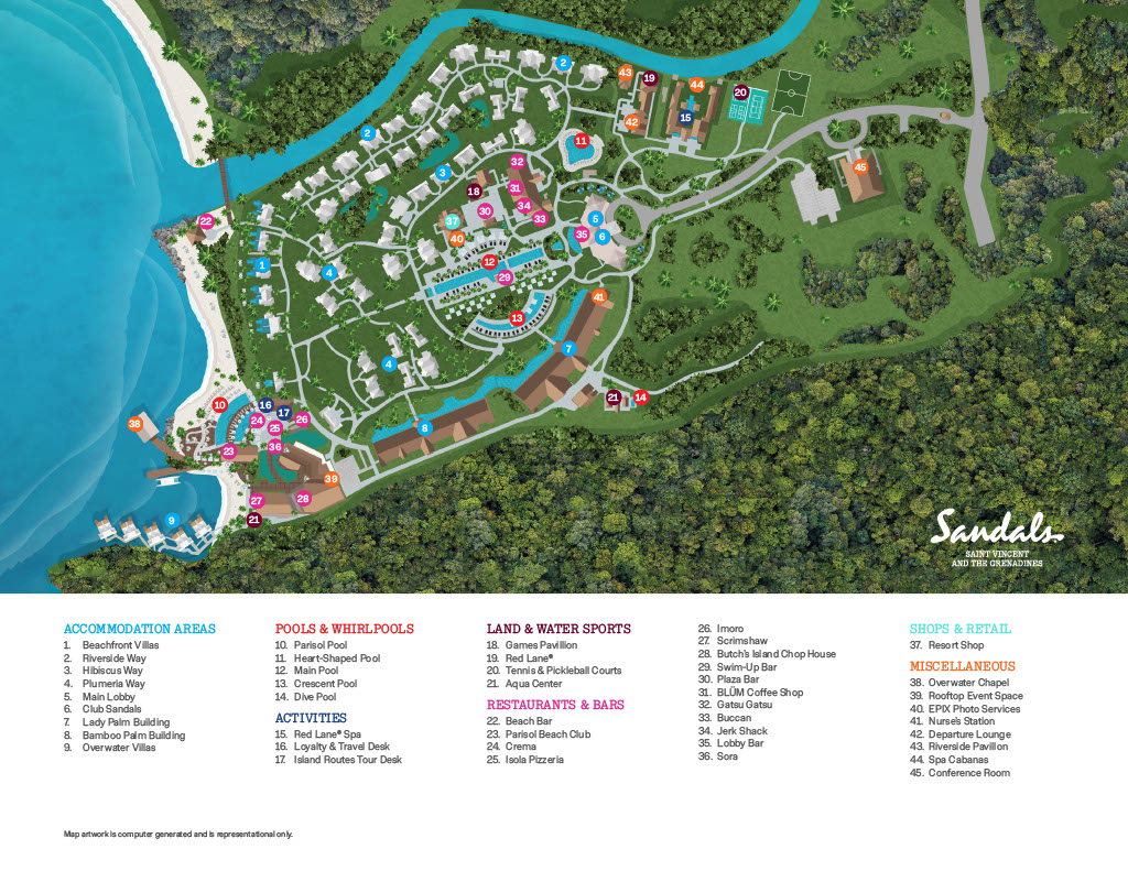 Sandals St Vincent Map