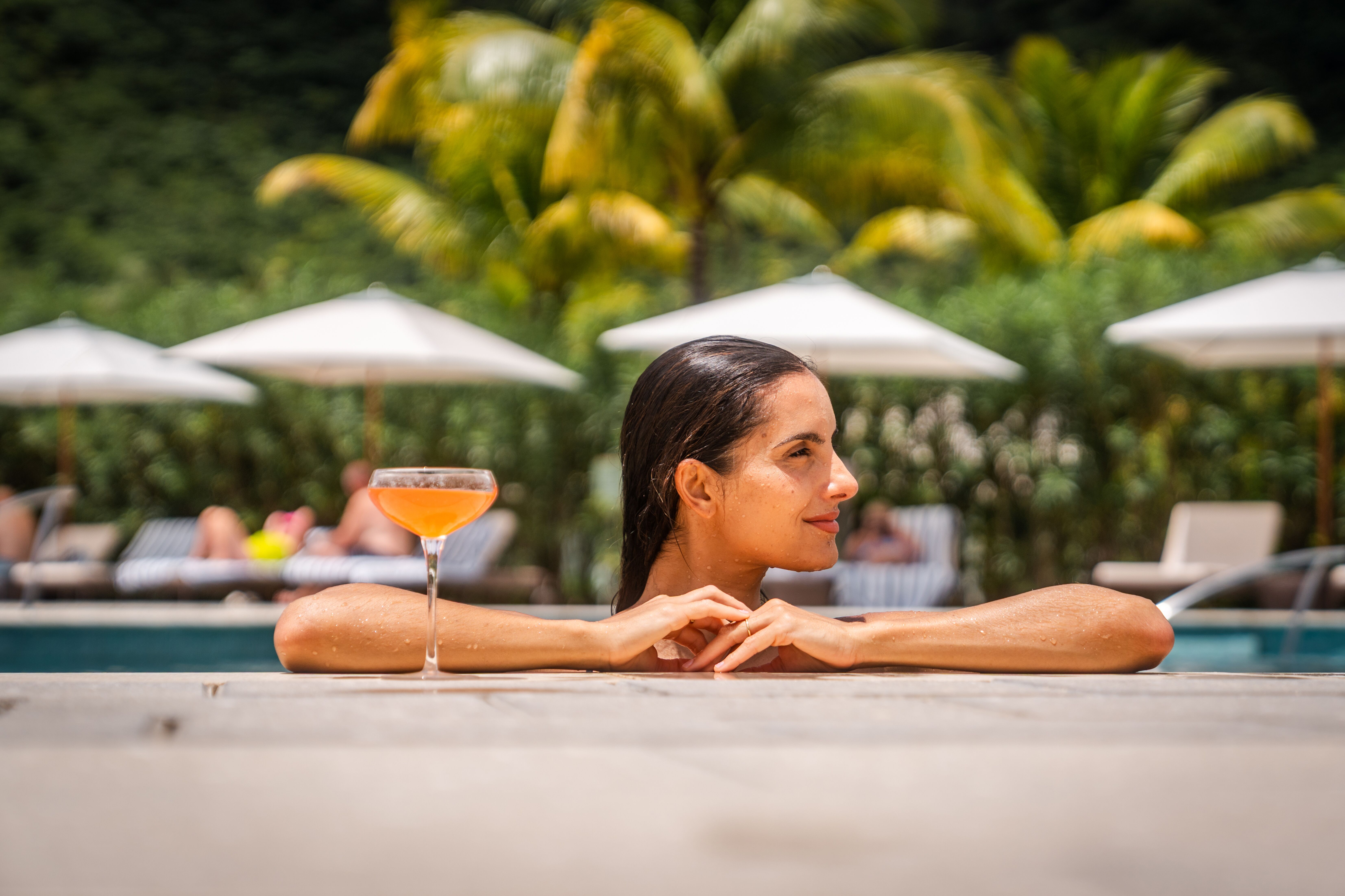 Woman in pool at Sandals Saint Vincent